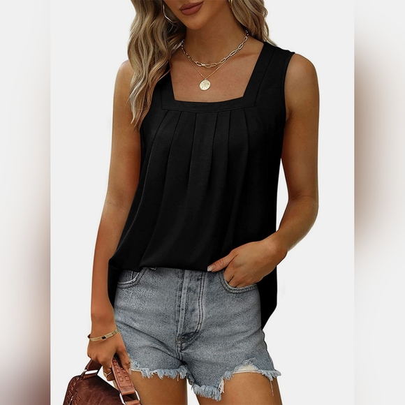 Ruched Square Neck Tank Top - Picture 2 of 5